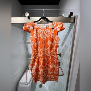 🧡 Vibrant Orange and White Patterned Mini Dress 🧡